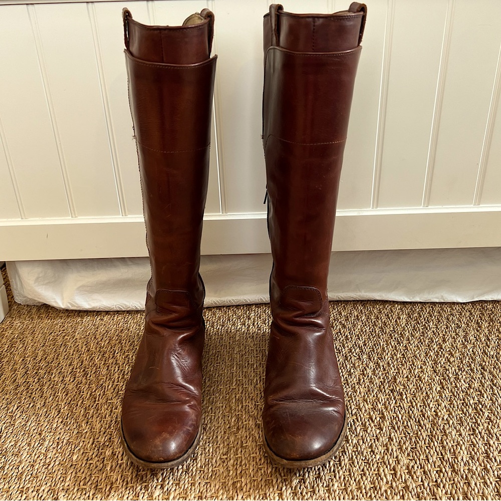 Frye Leather Melissa Tall Riding Boots - Color: Cognac, Size: Women’s 9